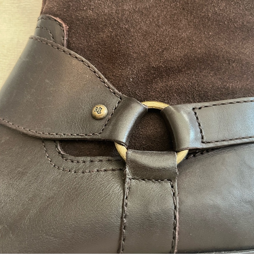 Leather/suede brown tall boots - Picture 3 of 8